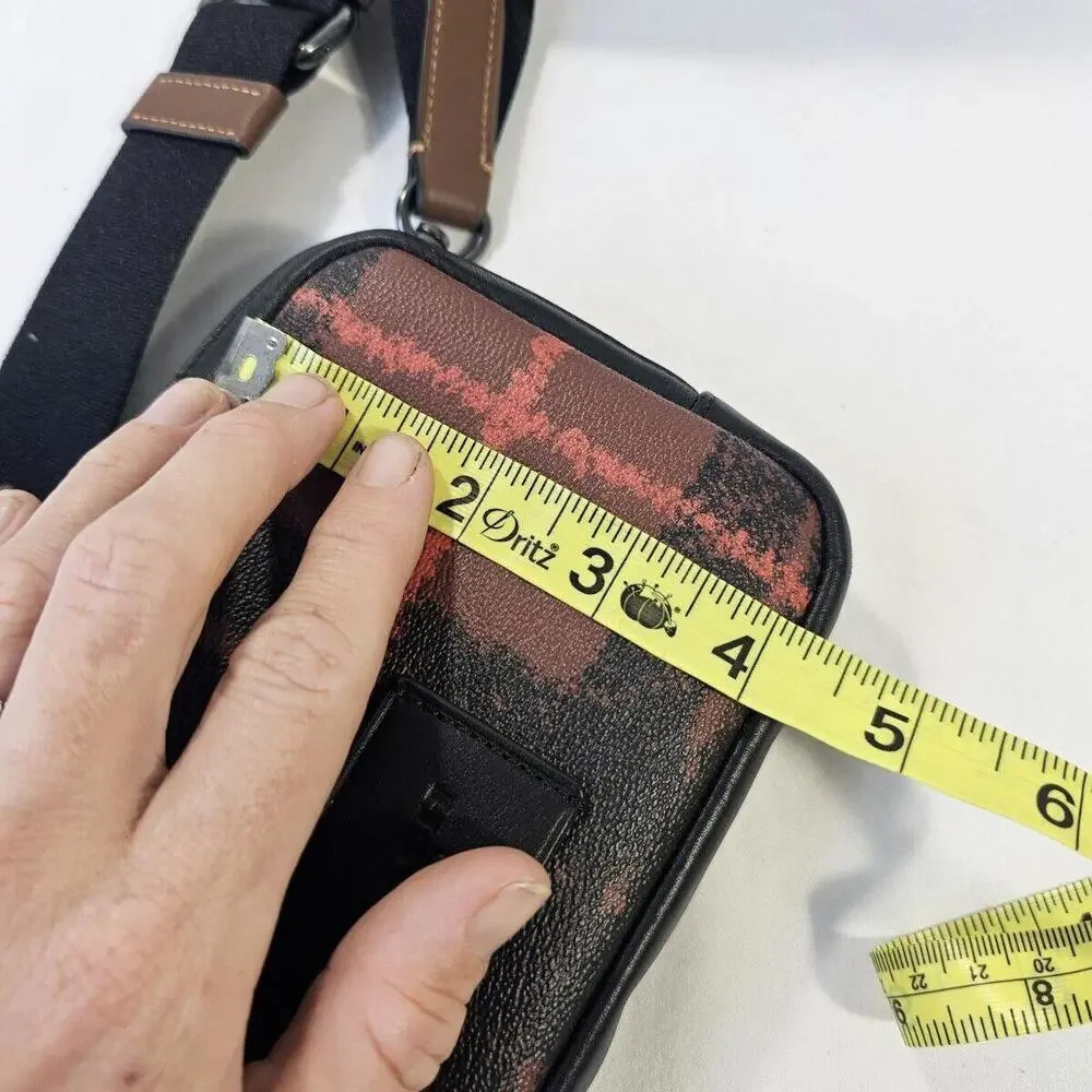 New COACH Carrier Phone Crossbody With Window Pane Plaid Print Black Brown - Picture 8 of 8